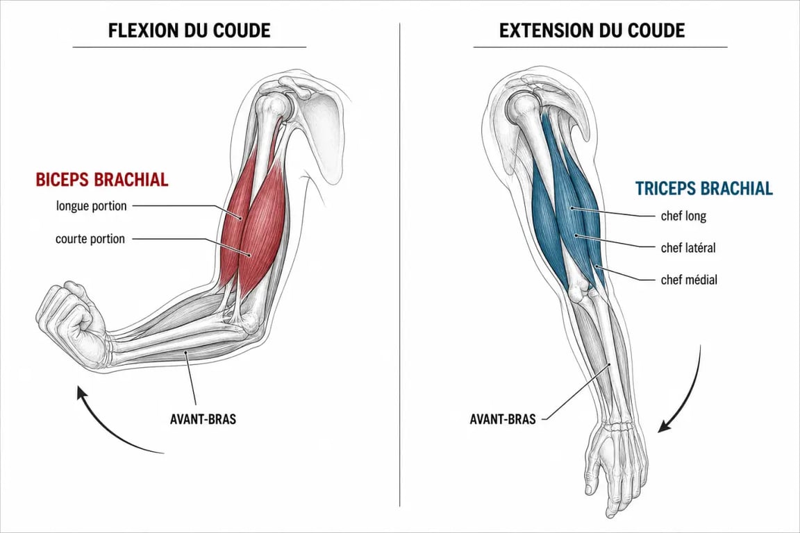 Séance biceps triceps : schéma anatomique des biceps, triceps et avant-bras