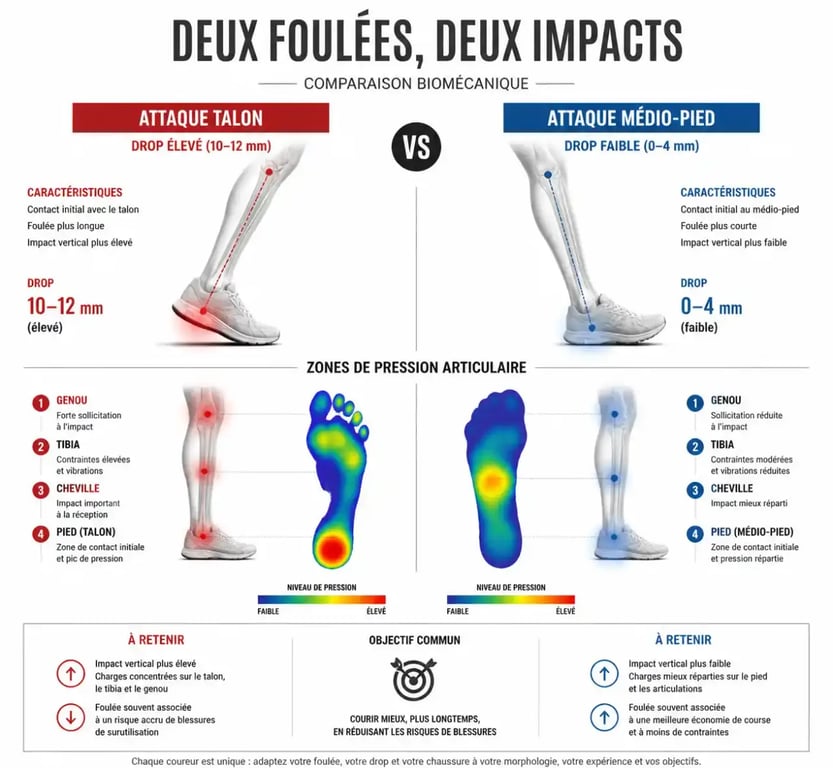 Impact du drop sur la foulée et les articulations en trail