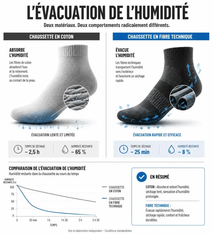 Comparaison entre chaussette en coton et chaussette pour courir technique