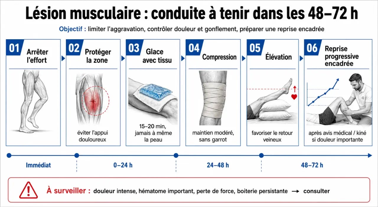 Comment soigner une déchirure musculaire : les gestes essentiels pendant les 72 premières heures