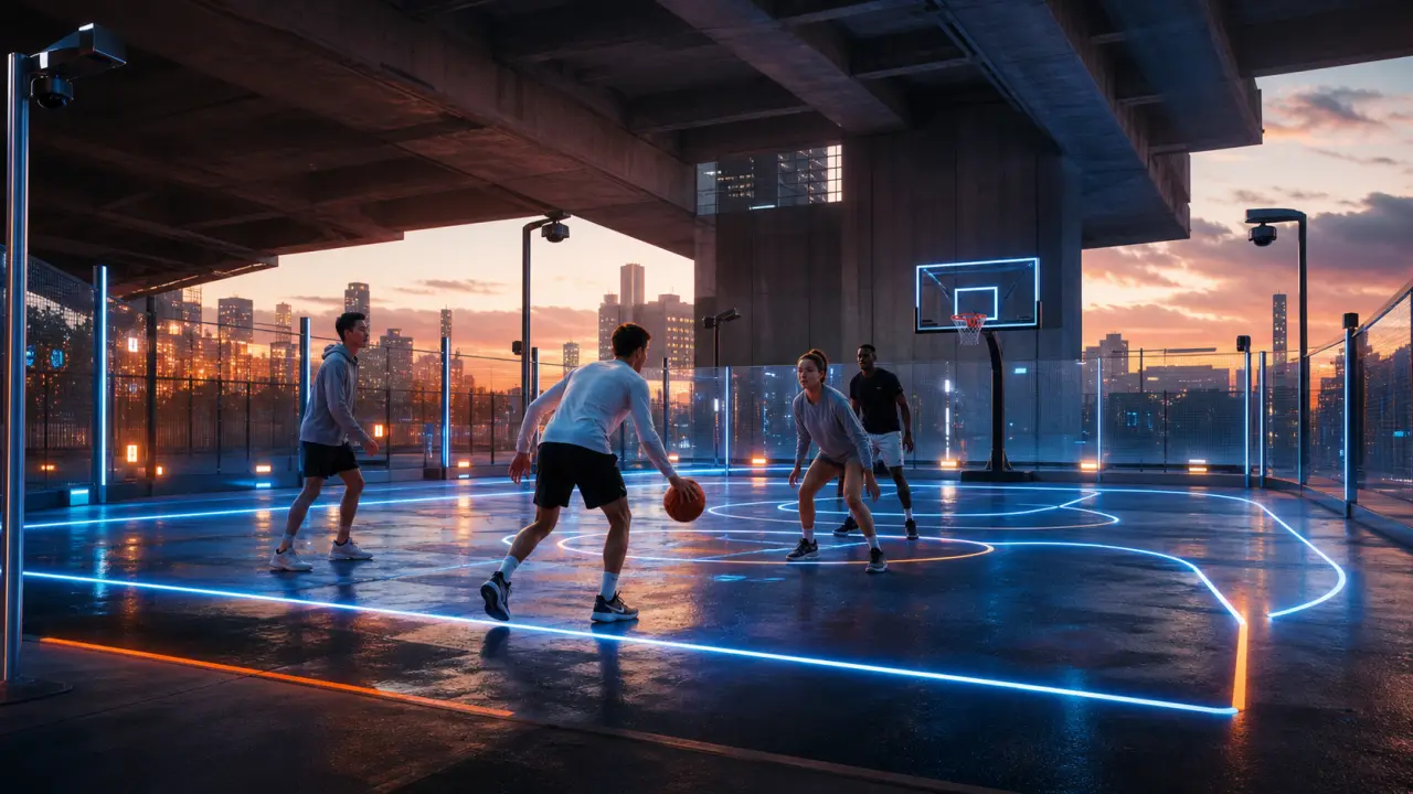 Arène urbaine connectée pour basket 3x3